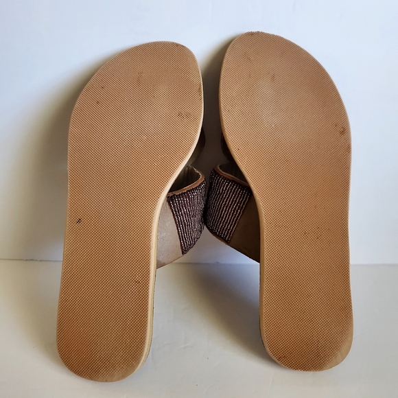 Laid Back London Women's Brown Beaded Leather Toe-Post Sandals Sz.8 - Picture 8 of 10